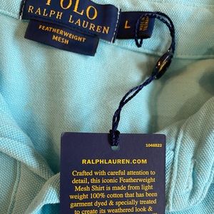 New Men’s Large Polo by Ralph Lauren Sky Baby Blue Golf Shirt With Yellow Logo